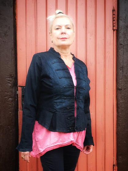 “Sunset Samurai” – Hand-Painted Upcycled Denim Artwear