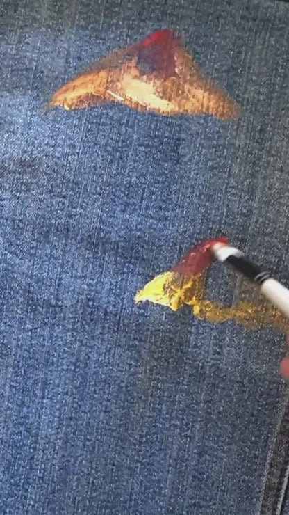 Jumpy Magic Mushrooms Hele Artwear painting one of a kind upcyckled jacked