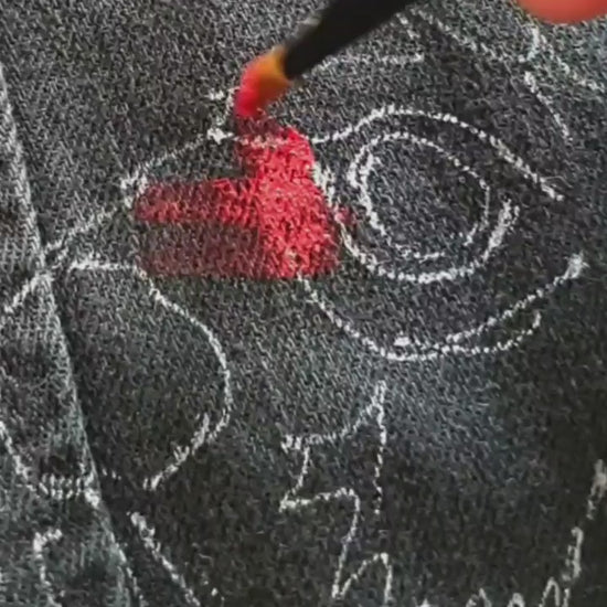 battle-rooster-hand-painted-upcycled-denim-jacket-on- one of a kind Hele Artwear