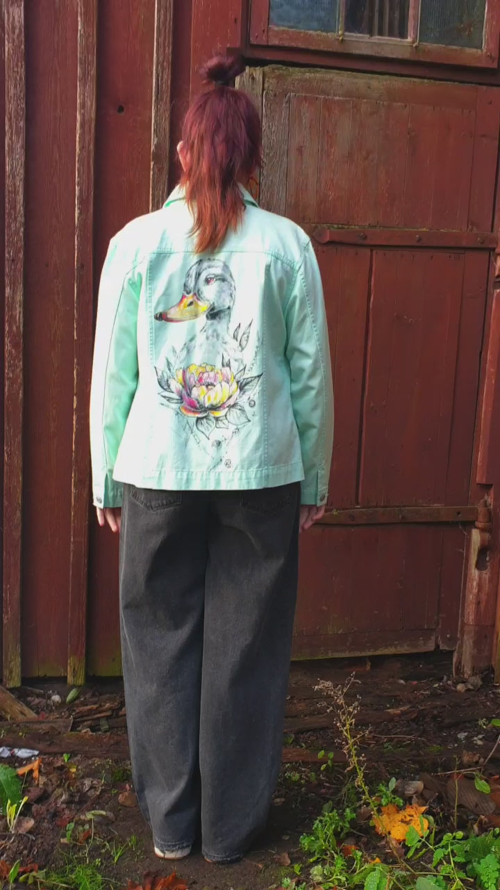 Pretty Fancy Duck Hele Artwear painted jacket model painted duck